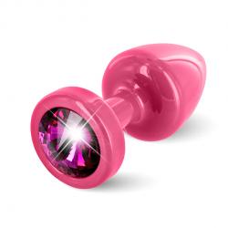 DIOGOL - ANNI BUTT PLUG ROUND PINK & PINK, väike särav-roosa anaalpunn, 25 MM
