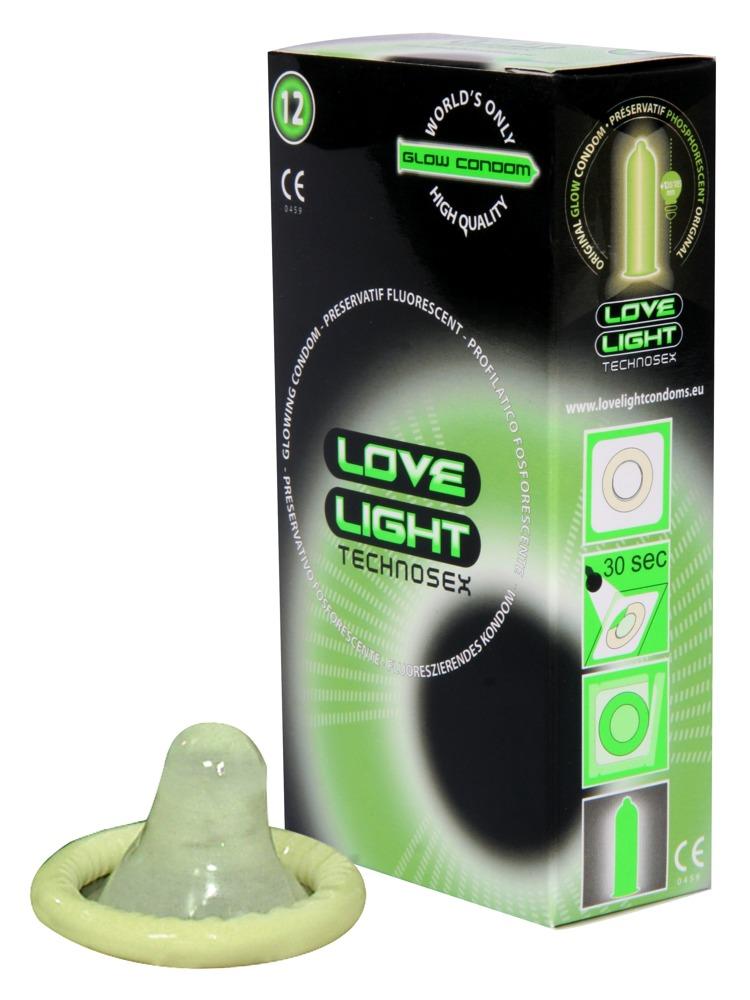 Love Light Glow In The Dark Condom, pimedas helendavad kondoomid, 12tk