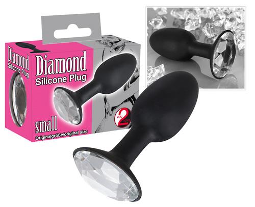 Butt Plug Diamond, silikoondildo kristalliga, S