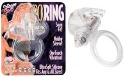 SILICONE COCKRING Rabbit clear m. Vibration 